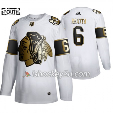 Børn NHL Chicago Blackhawks Trøje Olli Maatta 6 Adidas 2019-20 Golden Edition Hvid Authentic Børn NHL Chicago Blackhawks Trøje Olli Maatta 6 Adidas 2019-20 Golden Edition Hvid Authentic